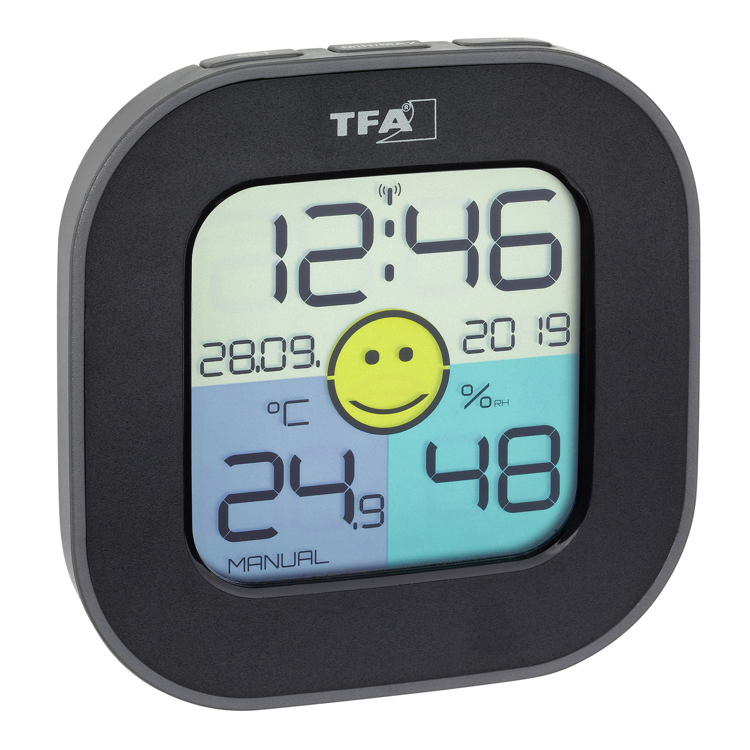 Digitales Thermo-Hygrometer Fun TFA 30.5050 Thermometer farbiges Display Funkuhr 