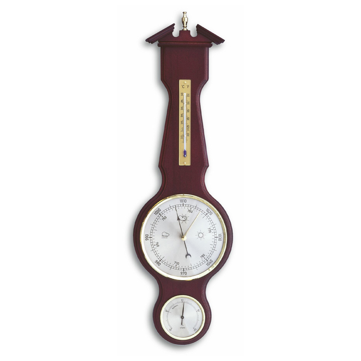 TFA Dostmann Analoge Wetterstation – Aus Nussbaum, Mit Barometer, Thermometer, Hygrometer