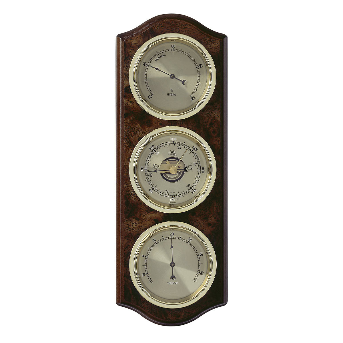 TFA Dostmann Analoge Wetterstation – Aus Nussbaum, Mit Barometer, Thermometer, Hygrometer