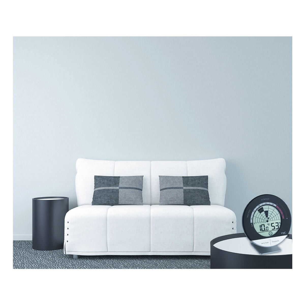 TFA 30.5032 Schimmel Radar – Termometro E Igrometro Digitale Con Radar Muffa, Display Rotondo Nero/argento