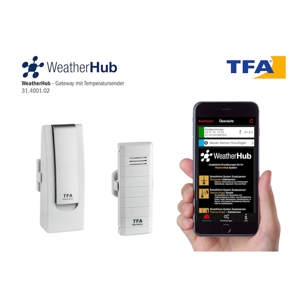 TFA weatherhub 50 Température Contrôle Contrôle alimentaire émetteurs radio app 