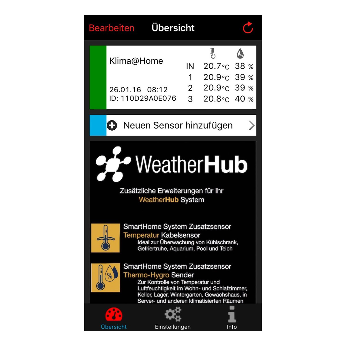 Weatherhub starterset 5 tfa 31.4005.02 windmesser thermo-hygro pluie couteau App 