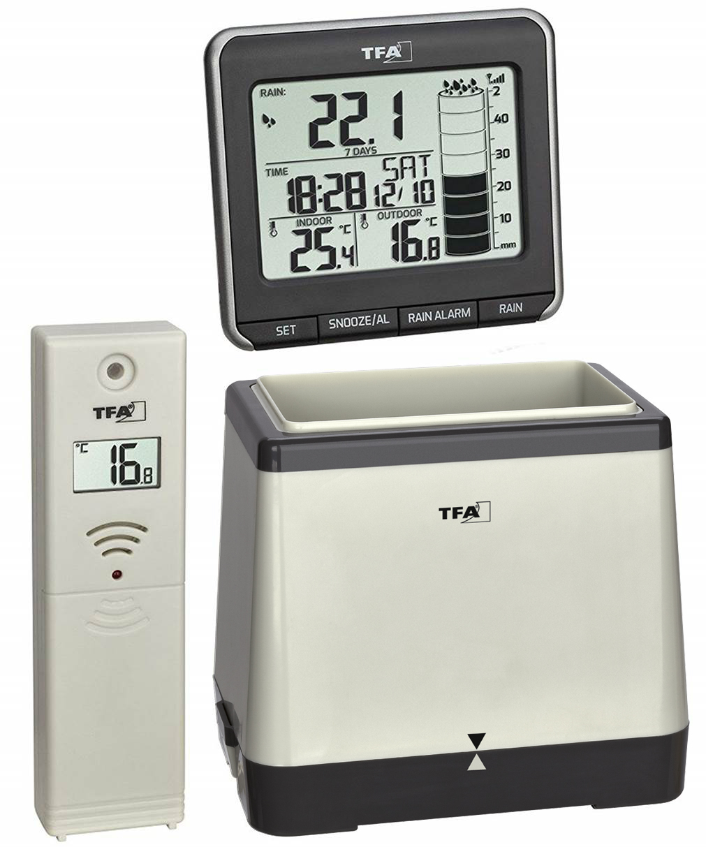 TFA Pluviomètre thermomètre sans fil Rainman TFA 47.3004 Anthrazit mit Batterien 