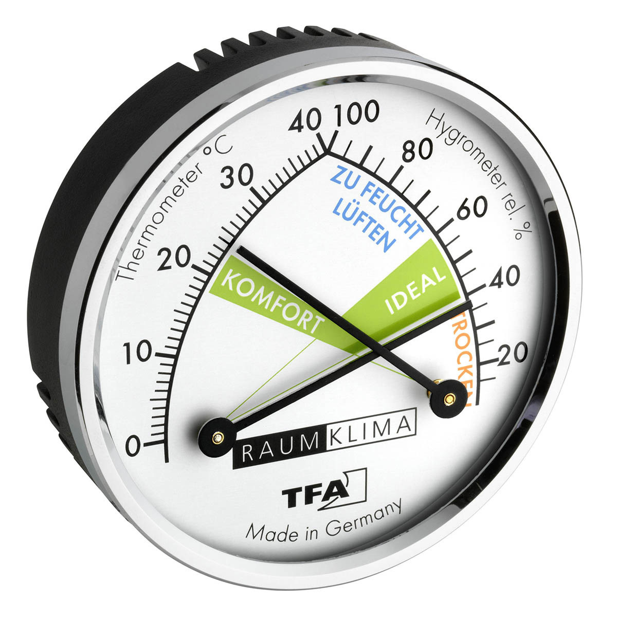 Analoges Thermo-Hygrometer mit Metallring | TFA Dostmann