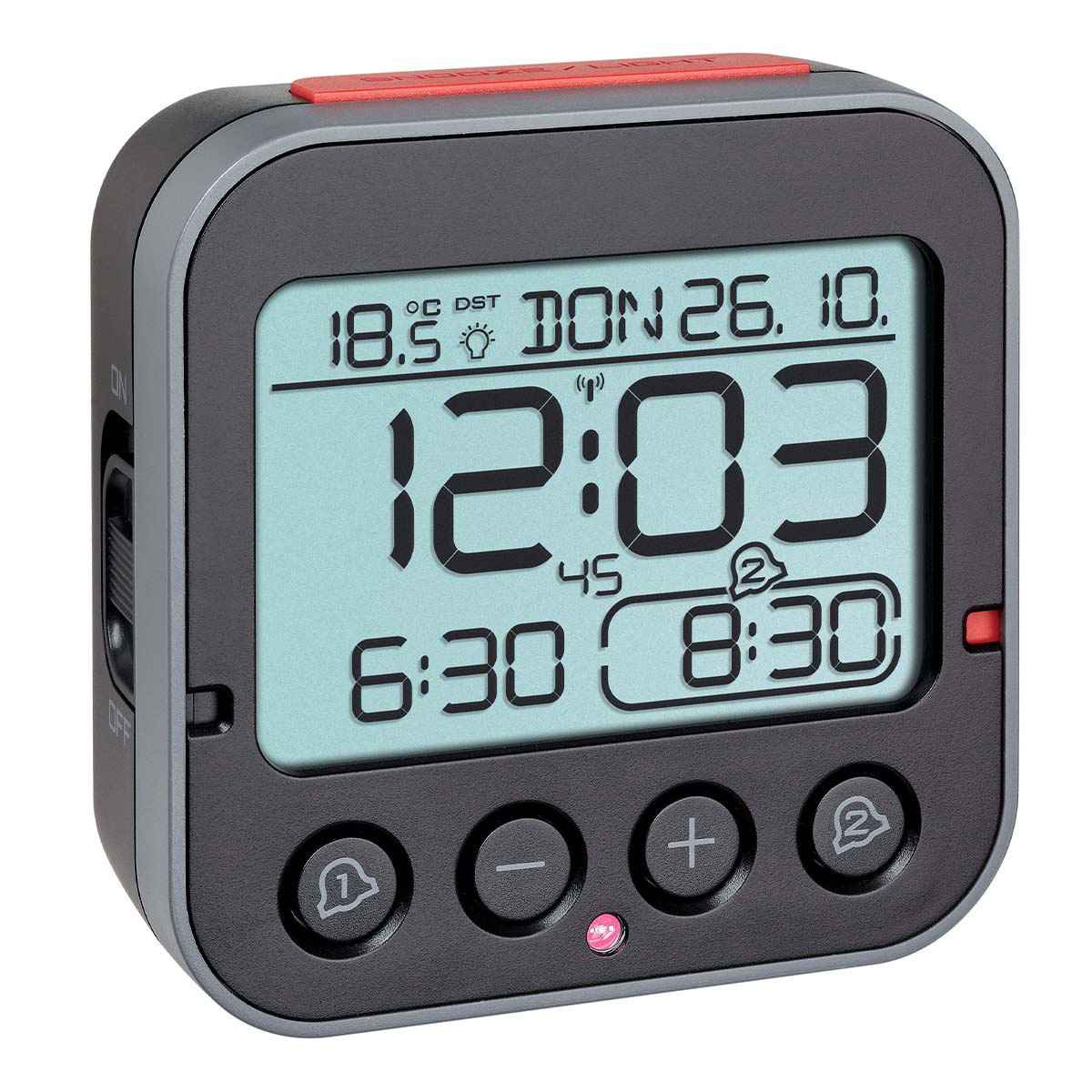 TFA 60.2550.01 Bingo 2.0 Radio Alarm Clock with Temperature Black Fe-TFA 