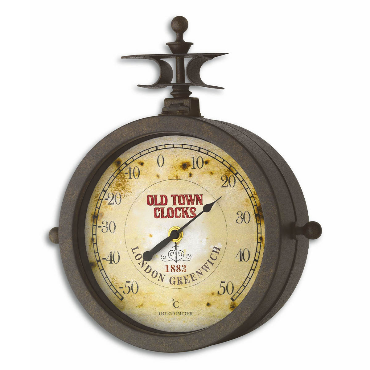 Wanduhr und Thermometer NOSTALGIE OLD TOWN CLOCK® TFA Dostmann