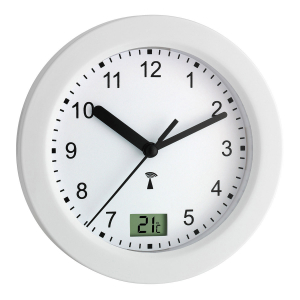Horloge murale sans fil TFA Dostmann 60.3529.02 avec mouvement balancier silencieux Acier inoxydable/blanc avec batterie.