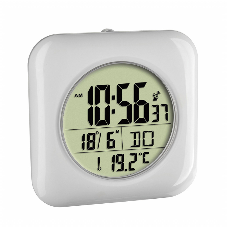 Digital radiocontrolled bathroom clock with temperature display TFA