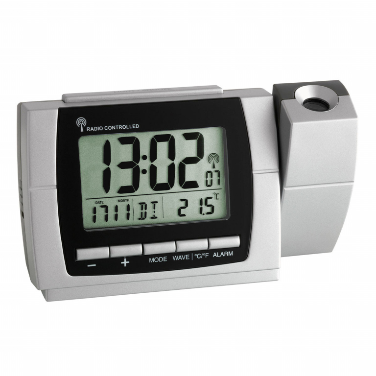Digital radiocontrolled projection alarm clock with temperature TFA