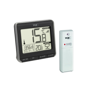 Tfa 30.3051 radio termómetro digital control de temperatura hora con sensor de exterior 