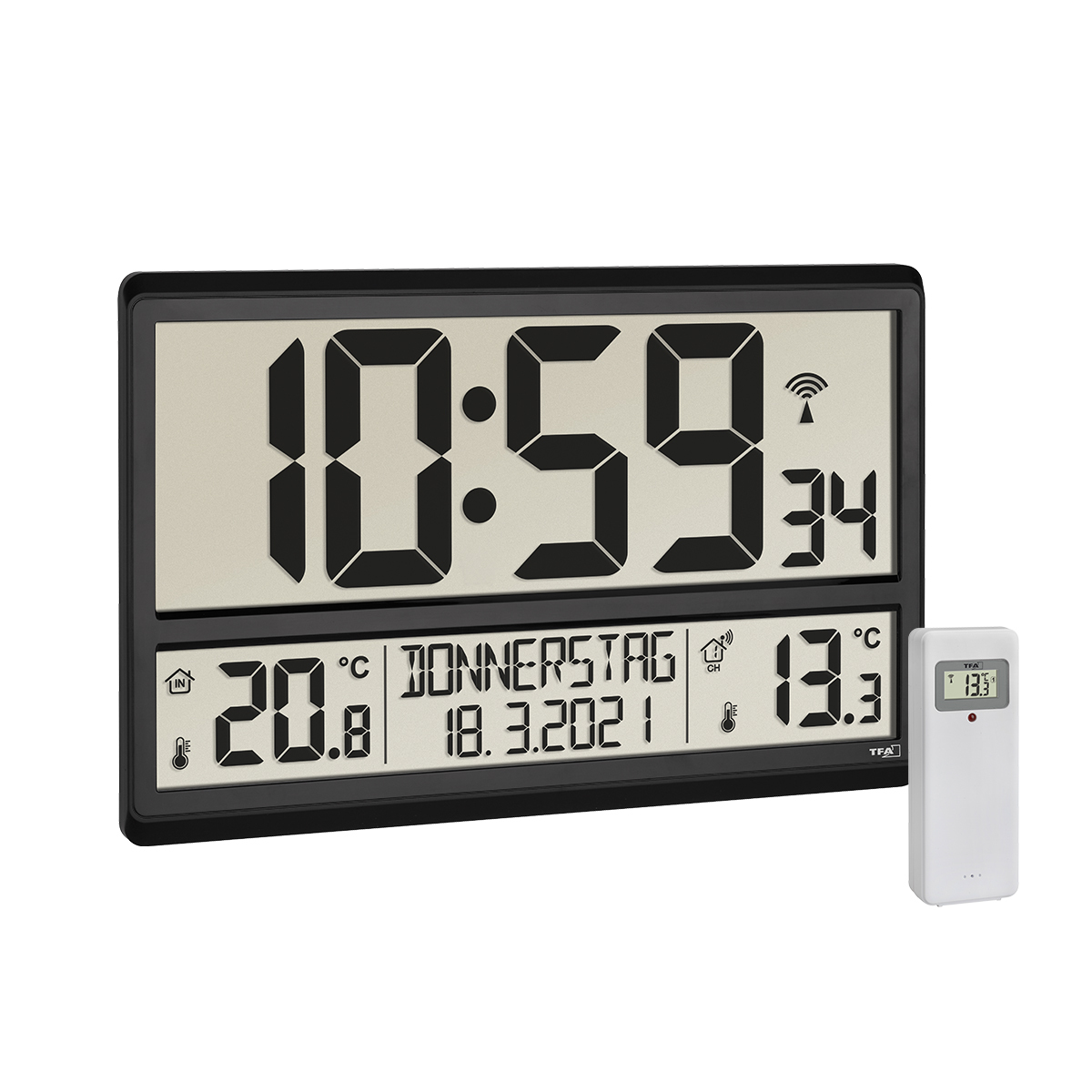 Digital Xl Radio Controlled Clock With, Outdoor Digital Clock Temperature Display