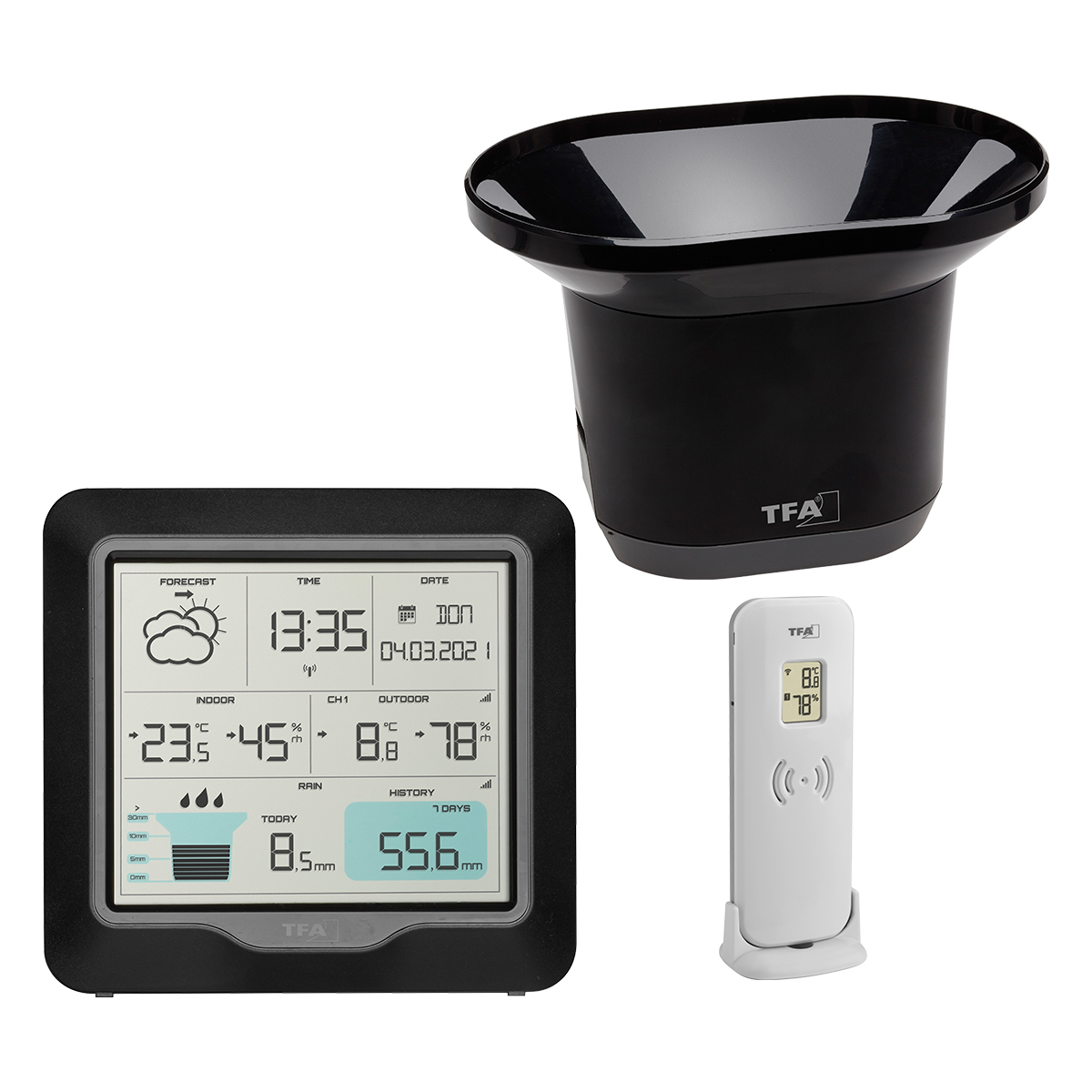 Weather Station Wireless With 5-in-1 Sensor Temperature And Humidity Rain Gauge 