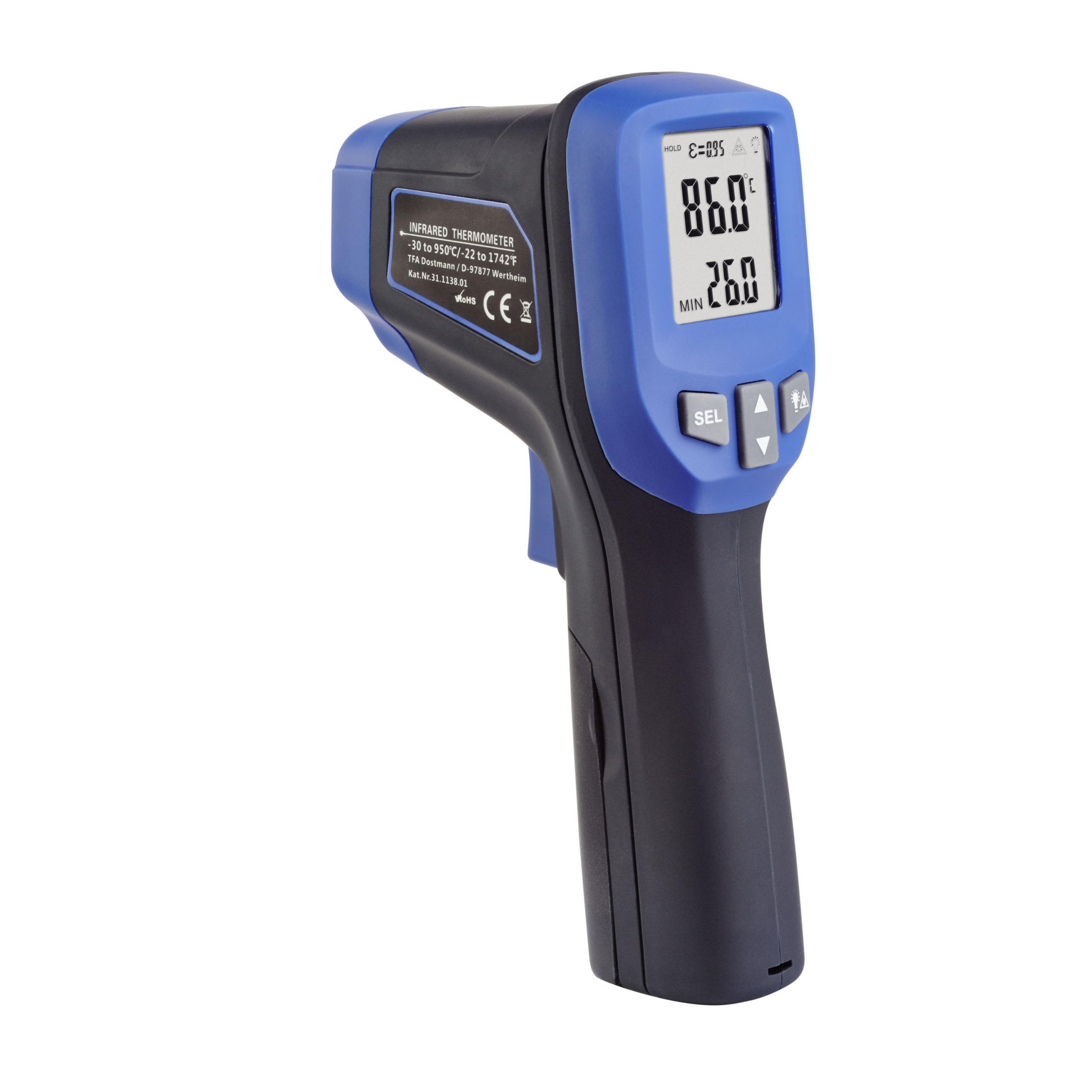 TFA Dostmann Circle-Beam Infrared Thermometer Non-Contact Measuring Surface Temperature for Professional Use 