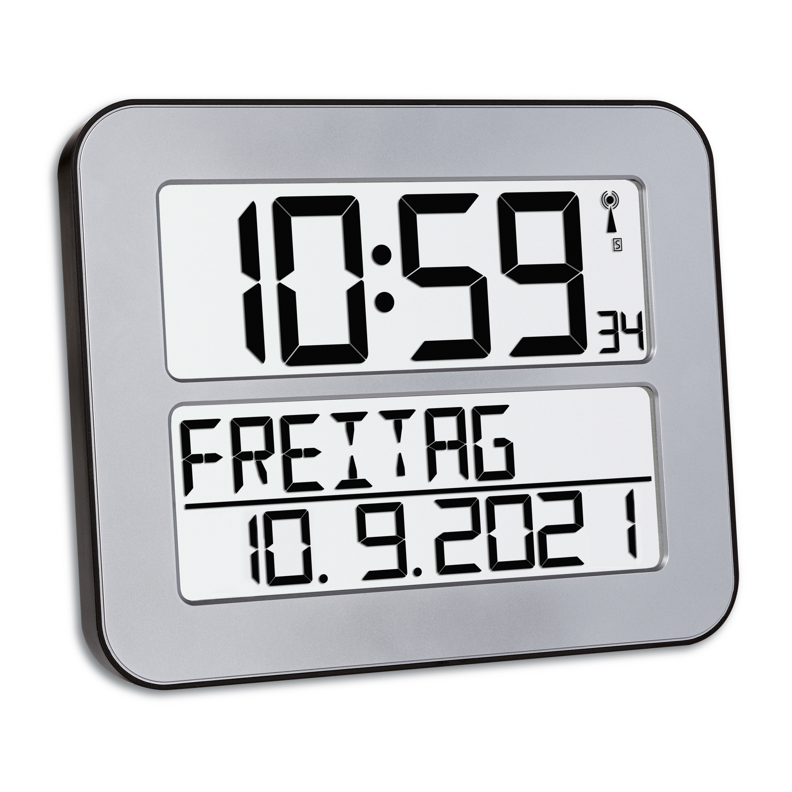 TFA Dostmann "Time Line" Radio Clock with Temperature display the indoor temperature NEW