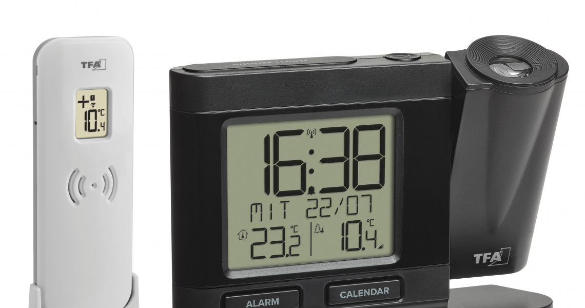ALLOMN Projektions-Wecker Mit Temperatur & Datumsanzeige – Doppelalarm, USB-Ladung