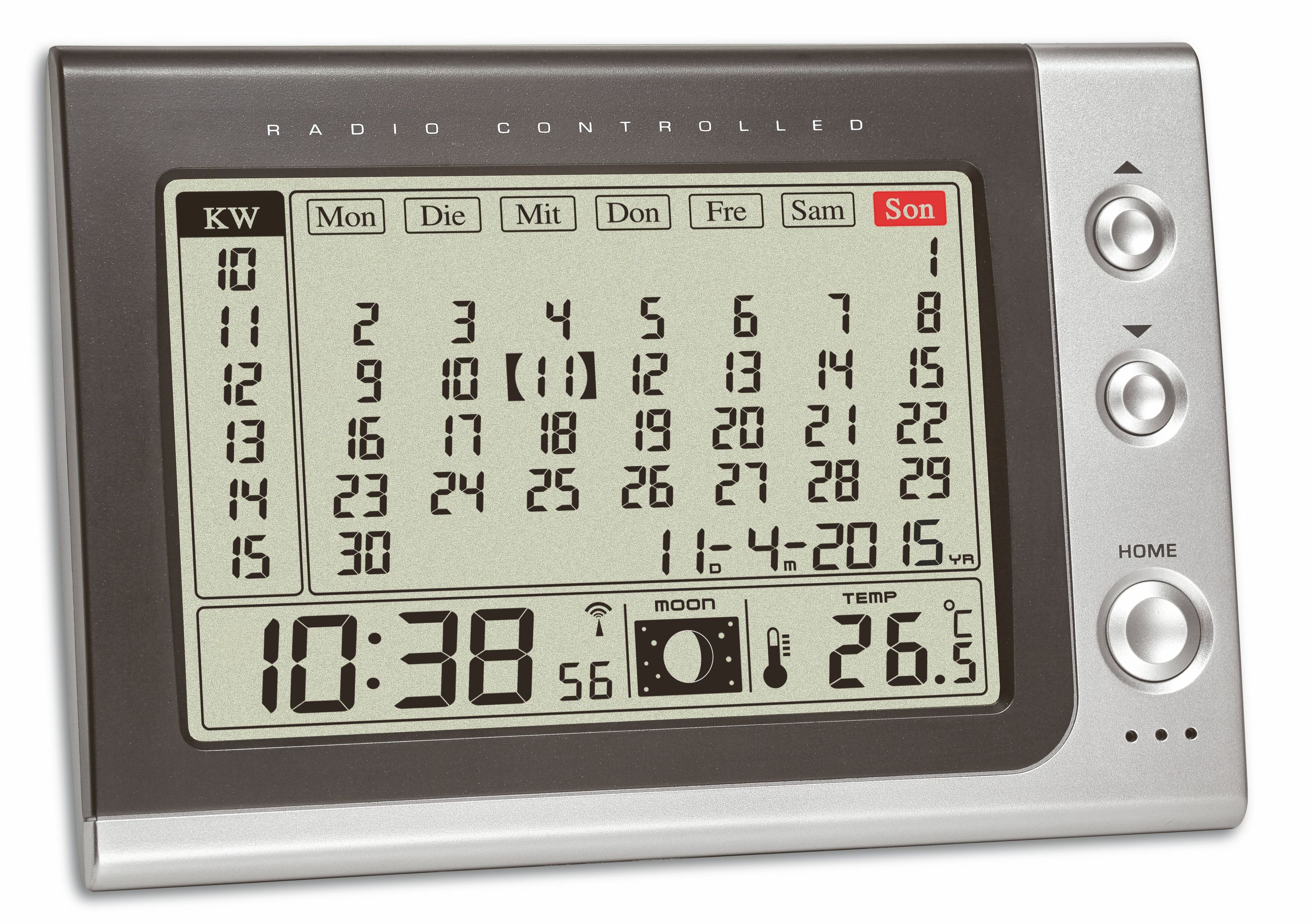 Digital Radiocontrolled Alarm Clock with Monthly Calendar TFA Dostmann