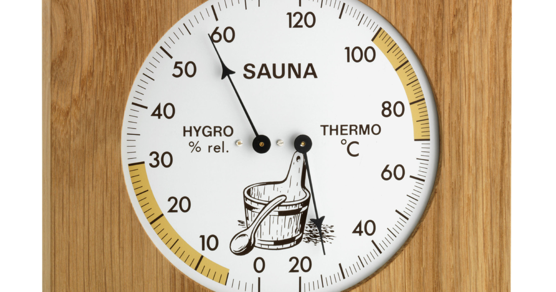 Analoges SaunaThermoHygrometer mit Eichenrahmen TFA Dostmann