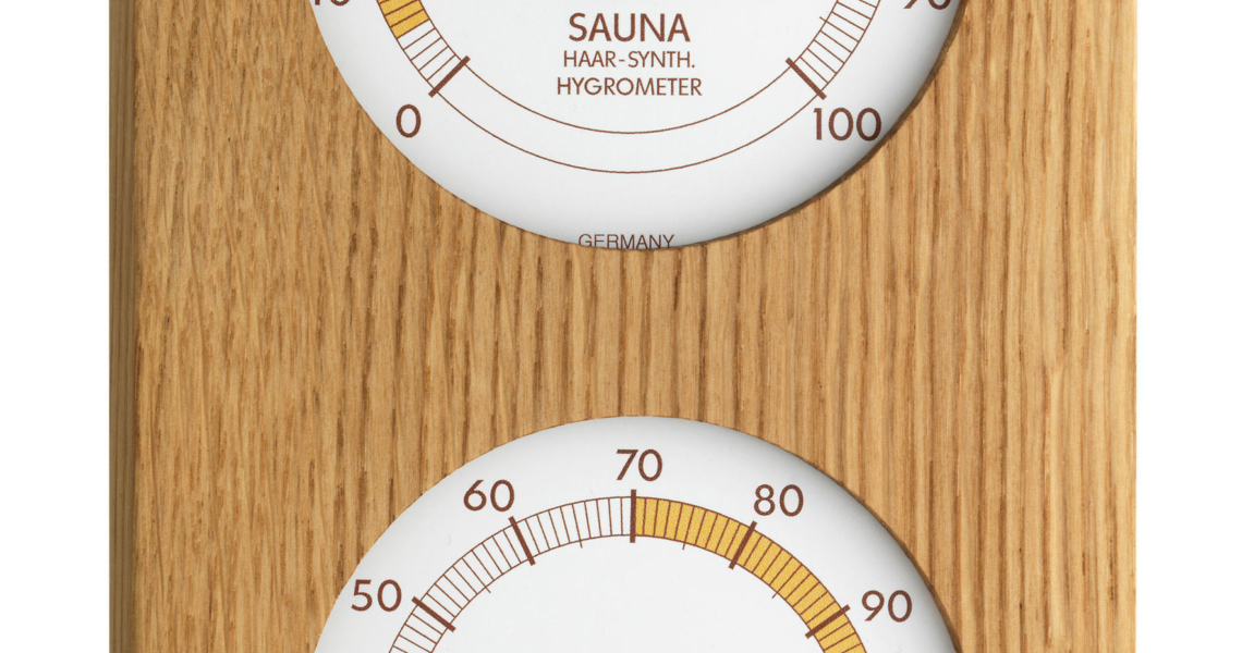 Analoges SaunaThermoHygrometer mit Eichenrahmen TFA Dostmann