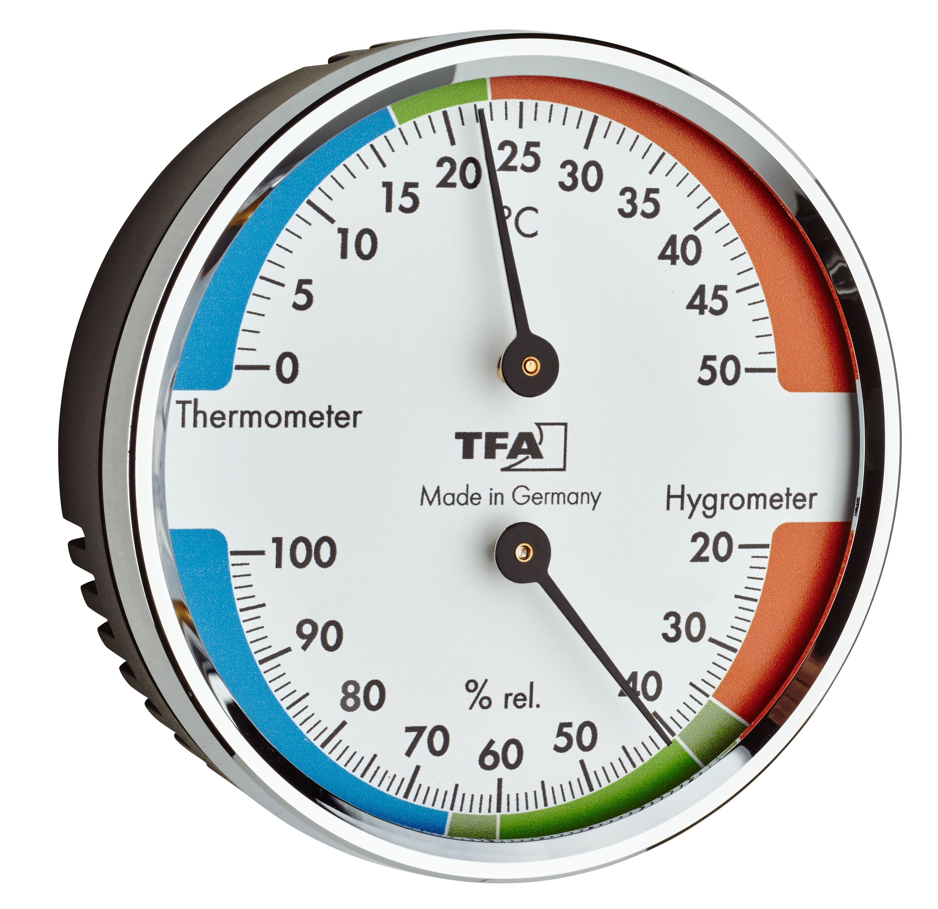 Analoges ThermoHygrometer mit Metallring TFA Dostmann