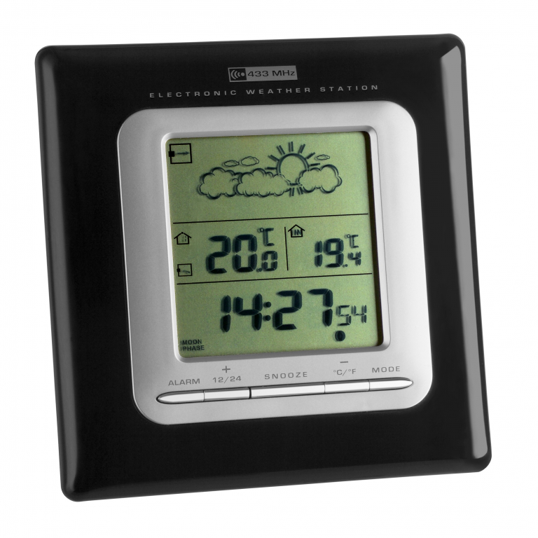 TFA Dostmann Digital Barometer Thermometer Hygrometer COSY BARO, 35.1154.01, Suitable For The WeatherHub SmartHome System, Easy Installation, Indoor, Black