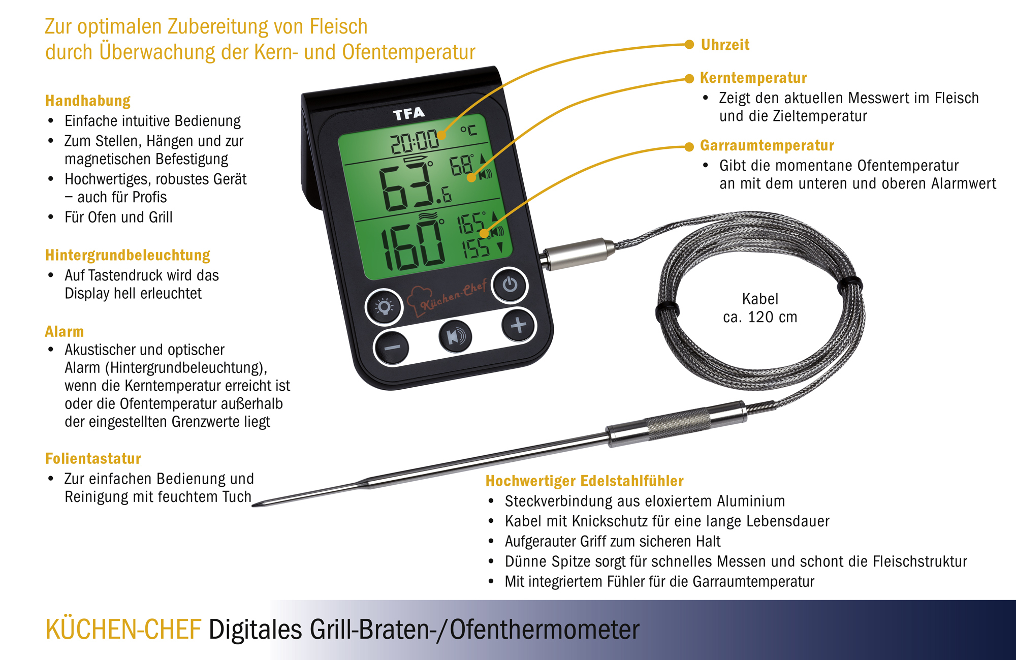 Rösle Grillthermometer Bratenthermometer Digital 18336 Küchen Kleingeräte Haus