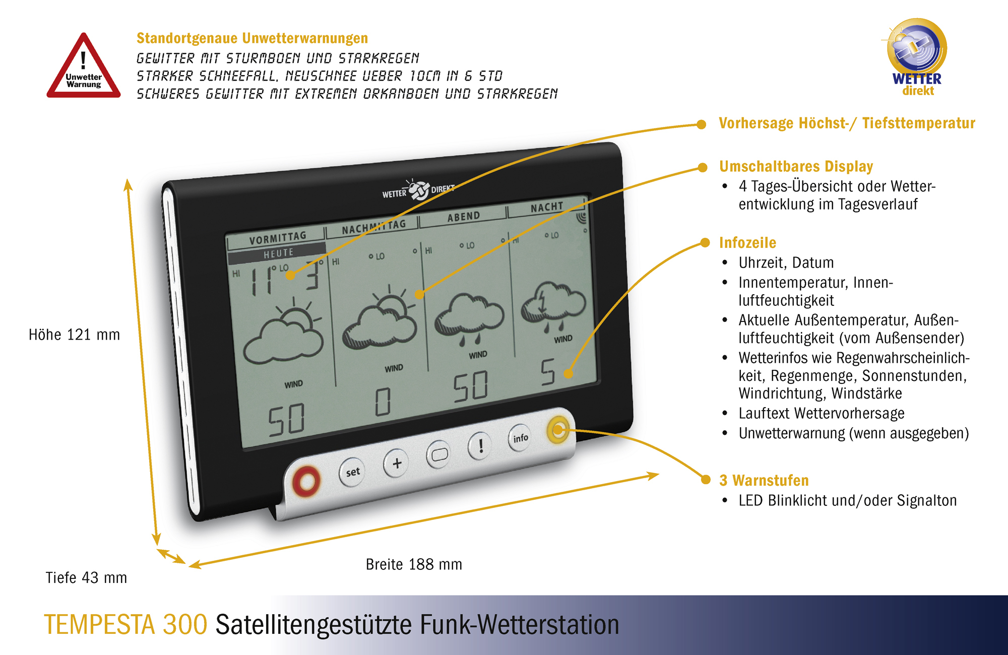 WETTERdirekt Wetterstation TEMPESTA 300 | TFA Dostmann