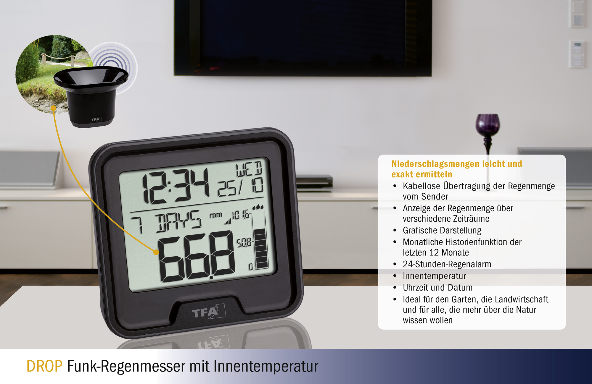 Funk-Regenmesser DROP | TFA Dostmann