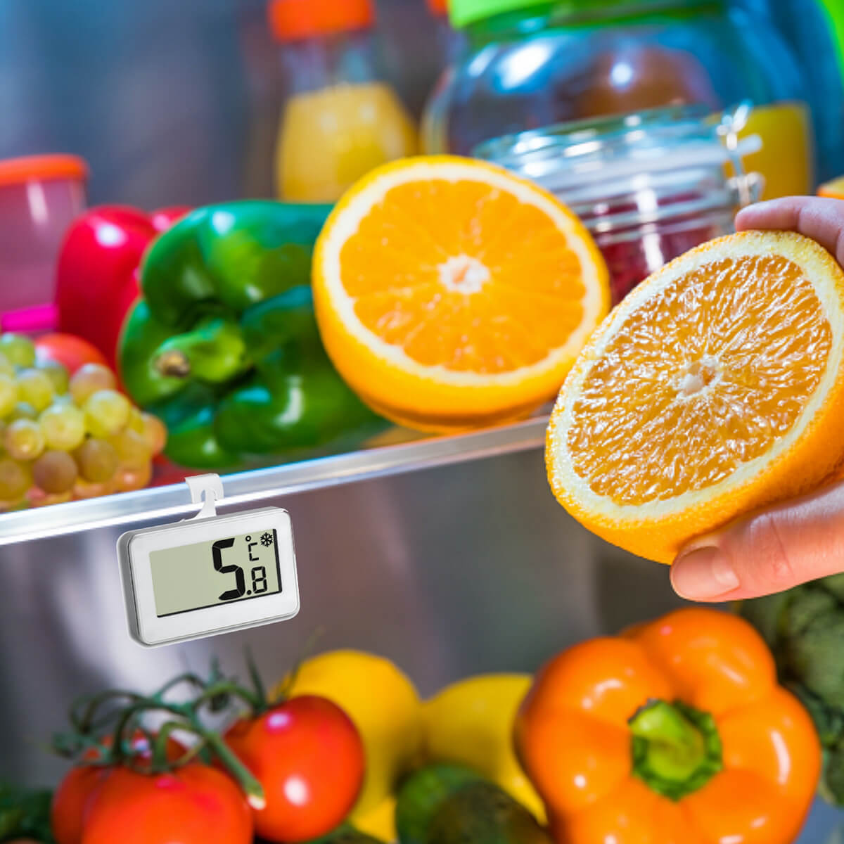 Digitales Thermometer für den Kühlschrank.